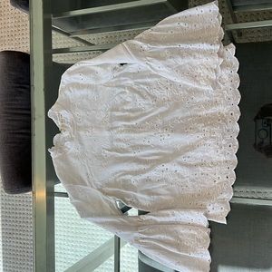 Ulla Johnson Blouse  - white eyelet cotton embroidery size 4 3/4 flutter sleeves